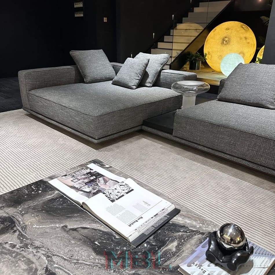 Журнальный столик Minotti 1200х1200х300, серый в интерьере