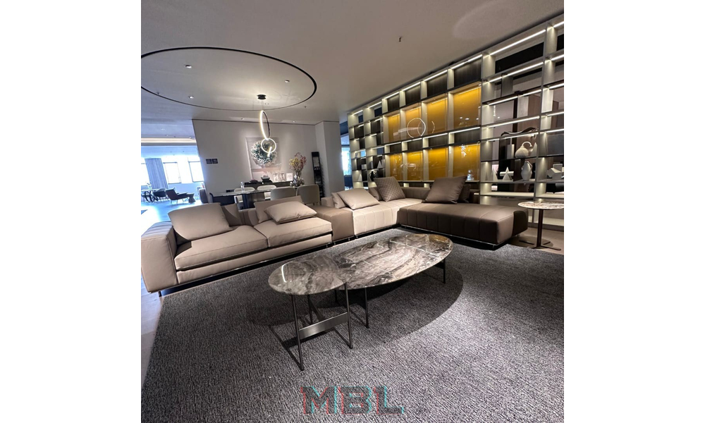 Диван Minotti, кожа, серый