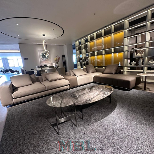 Диван Minotti, кожа, серый