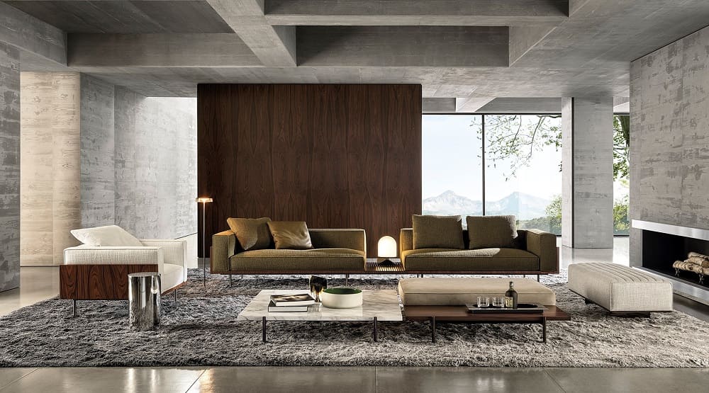 Диван Minotti Brasilia, зеленый в интерьере