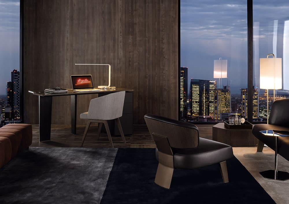Письменный стол Minotti Jacob, натуральное дерево в интерьере