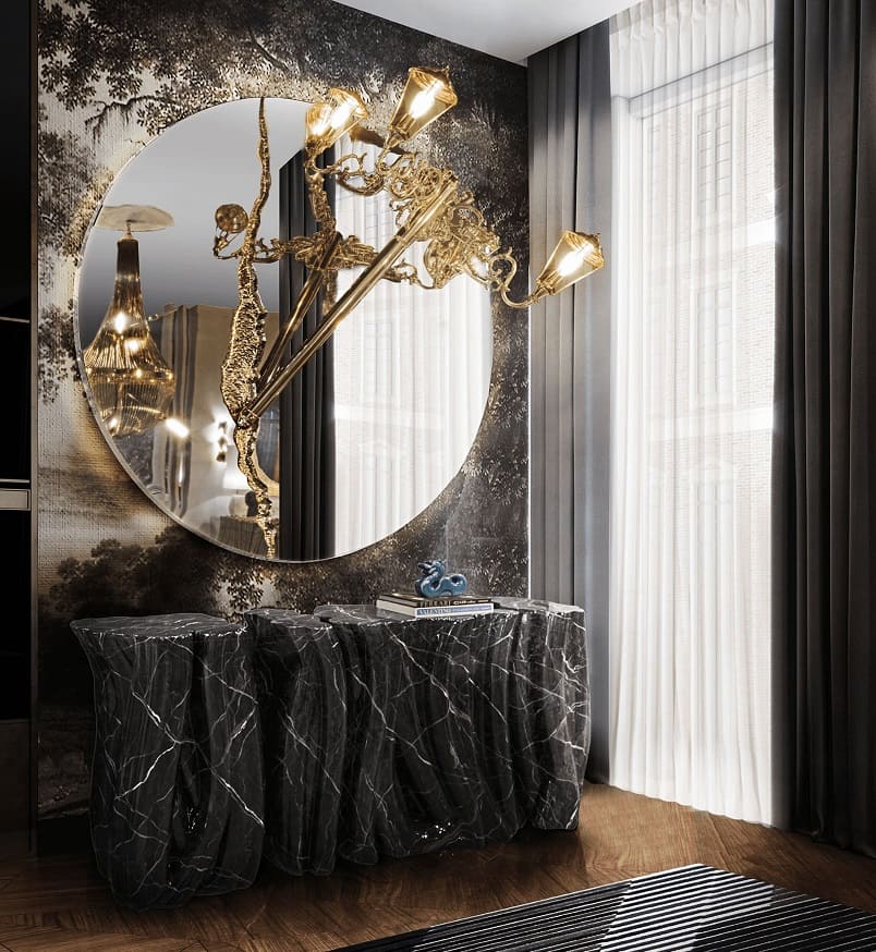 Зеркало Boca Do Lobo Lumiere Round в интерьере