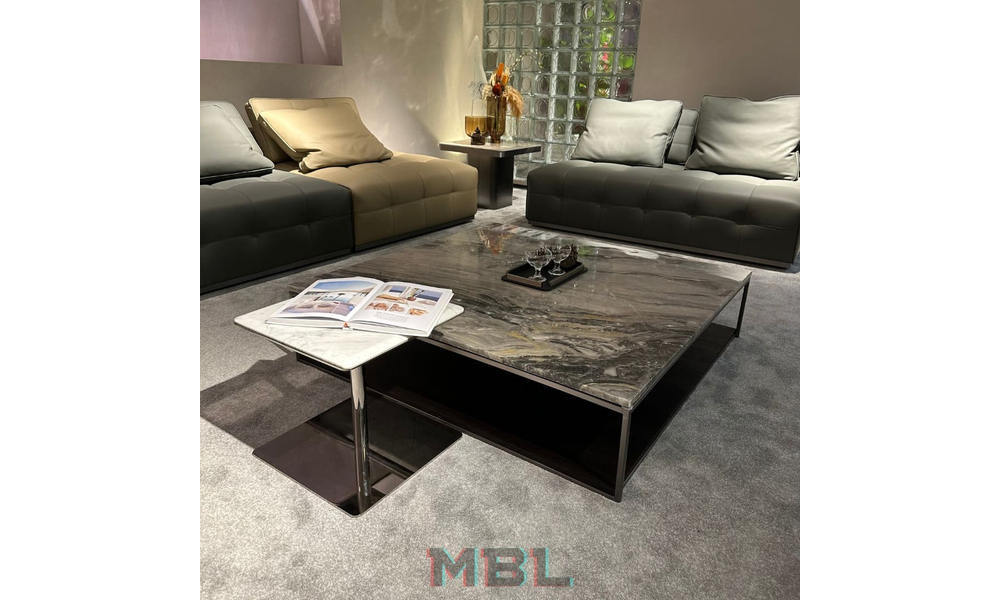Журнальный столик Minotti 1200х1200х280, натуральный мрамор