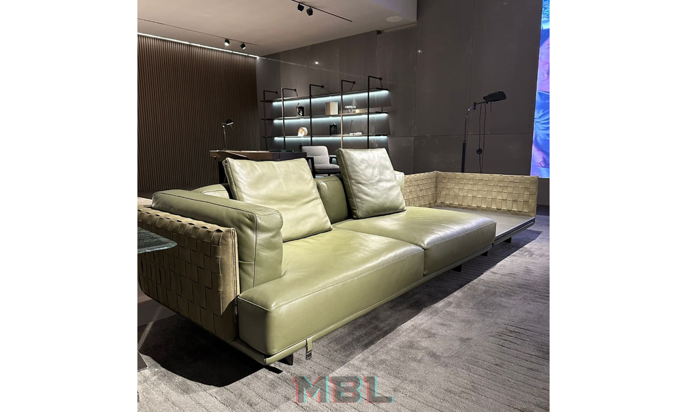 Диван Minotti, кожа, зеленый